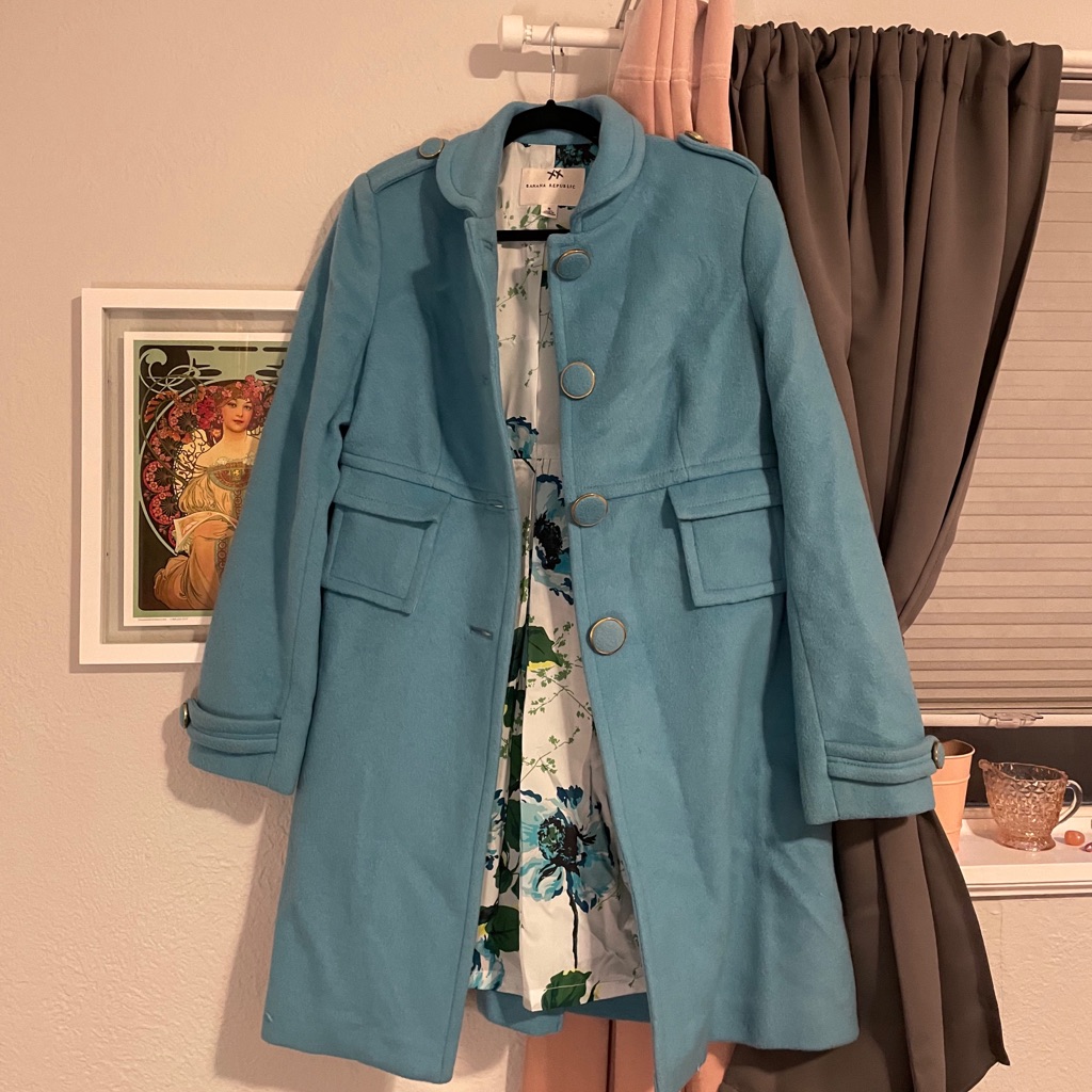 Light Blue Banana Republic Wool Peacoat